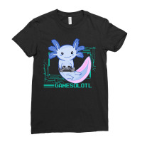 Axolotl Gamesolotl Gamer Axolotl Fish Playing Video Games Lizard 216 Ladies Fitted T-shirt | Artistshot