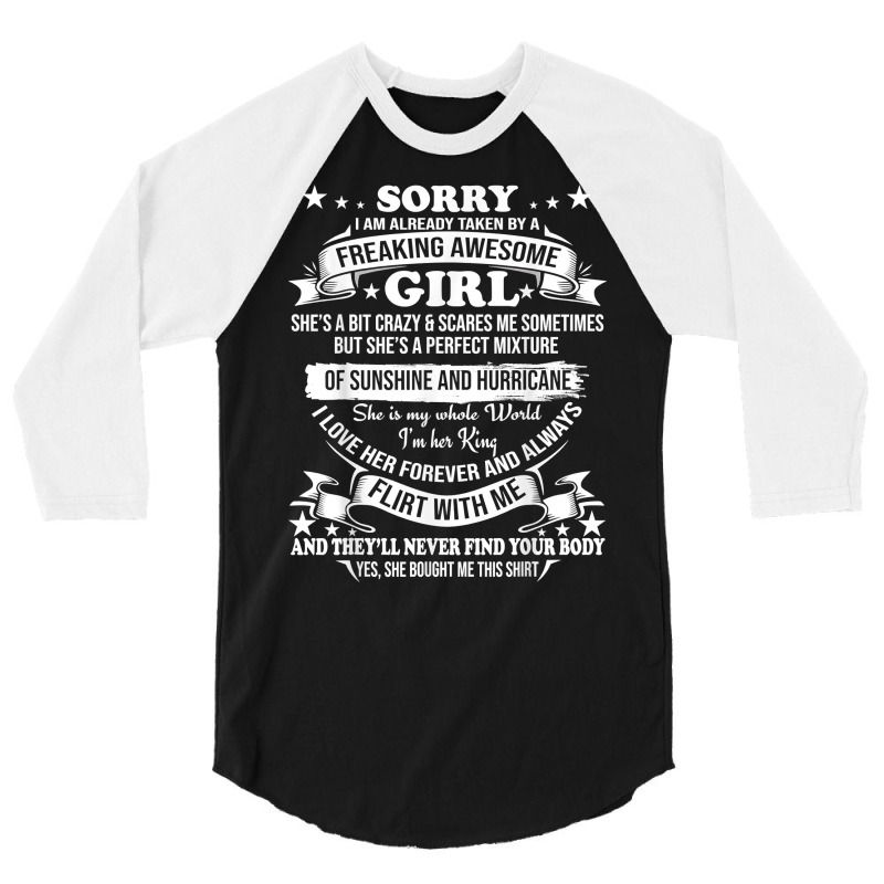 Mens Sorry I Am Already Taken By Awesome Girl Shirt Valentine Day T Sh 3/4 Sleeve Shirt | Artistshot