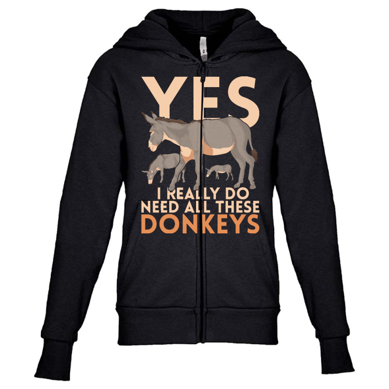 Donkey T  Shirt Farming Donkey Lover Funny Farmer Farm Animal Donkey T Youth Zipper Hoodie by freddy08359 | Artistshot