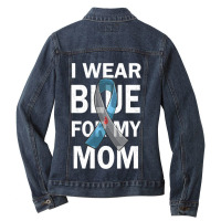 Diabetes Diabetic I Wear Blue For My Mom Diabetes Awareness Supporter Ladies Denim Jacket | Artistshot