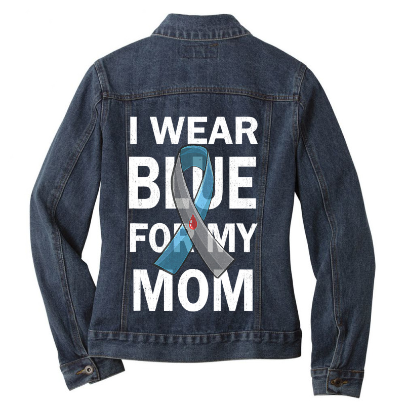 Diabetes Diabetic I Wear Blue For My Mom Diabetes Awareness Supporter Ladies Denim Jacket by golferu | Artistshot