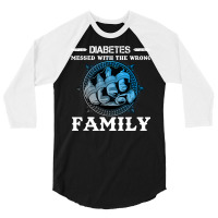 Diabetes Diabetic Warrior Family With Grey Blue Crush Hand 47 Diabetes 3/4 Sleeve Shirt | Artistshot