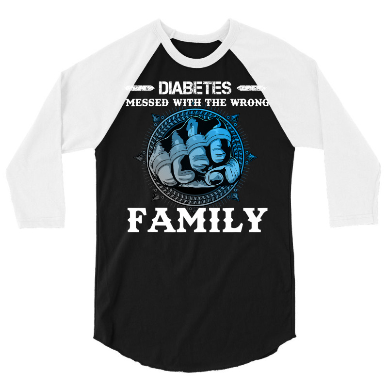 Diabetes Diabetic Warrior Family With Grey Blue Crush Hand 47 Diabetes 3/4 Sleeve Shirt by golferu | Artistshot