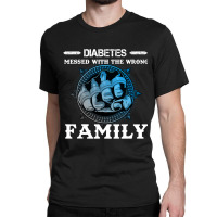 Diabetes Diabetic Warrior Family With Grey Blue Crush Hand 47 Diabetes Classic T-shirt | Artistshot