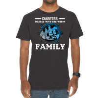 Diabetes Diabetic Warrior Family With Grey Blue Crush Hand 47 Diabetes Vintage T-shirt | Artistshot