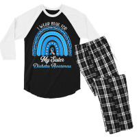 Diabetes Diabetic Rainbow I Wear Blue For My Sister Type 1 47 Diabetes Men's 3/4 Sleeve Pajama Set | Artistshot