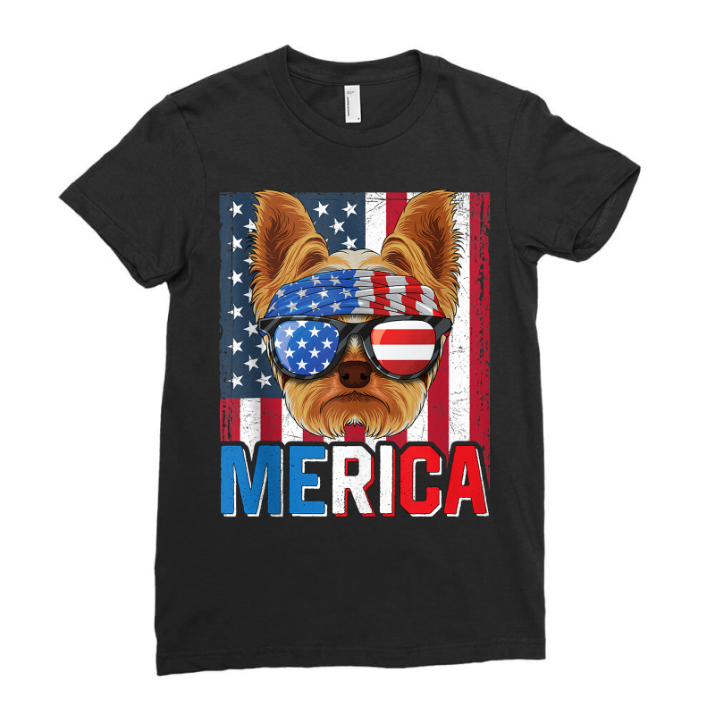 Yorkshire Terrier Merica 4th Of July Yorkie American Puppy Tank Top Ladies Fitted T-Shirt by norhannuchols | Artistshot