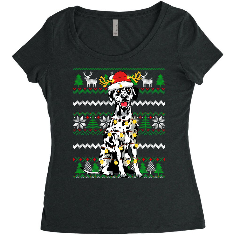 Dalmatian Dog Christmas Lights Xmas Matching Family Dog Lover 16 Dog L Women's Triblend Scoop T-shirt by hopelessoon | Artistshot