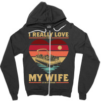 Pontoon Boat I Love My Wife Pontoon Boat Tritoon Go Boating 4 Boat Boa Zipper Hoodie | Artistshot