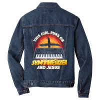 Runner Run Runner This Girl Runs On Synthesizer And Jesus Gift158 Run Men Denim Jacket | Artistshot