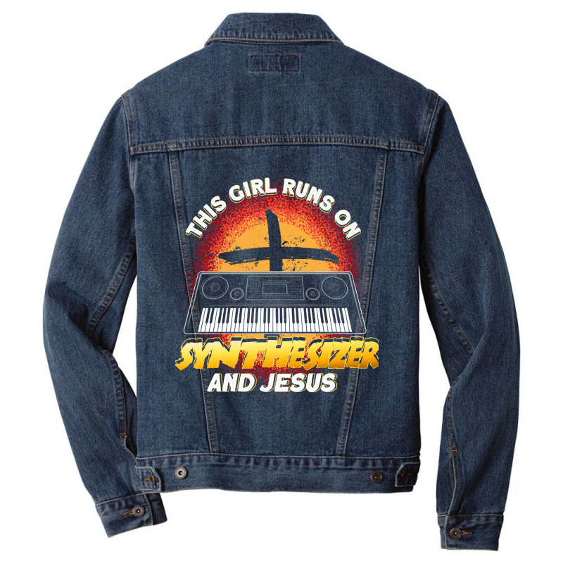 Runner Run Runner This Girl Runs On Synthesizer And Jesus Gift158 Run Men Denim Jacket | Artistshot