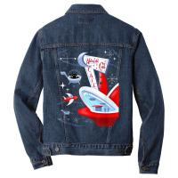 Funny Atomic Cat Cafe Retro Futuristic Spaceport Mid Century T Shirt Men Denim Jacket | Artistshot