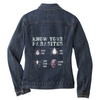 Know Your Parasites Anti Biden,anti Biden Ladies Denim Jacket | Artistshot