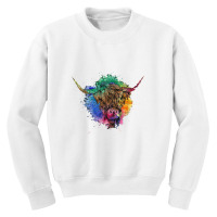 Farm Animal Farmer Scottish Cattle Colorful Highland Cow Youth Sweatshirt | Artistshot