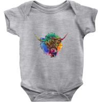 Farm Animal Farmer Scottish Cattle Colorful Highland Cow Baby Bodysuit | Artistshot