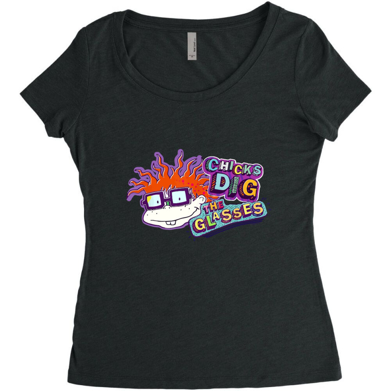 Rugrats Chicks Dig The Glasses Badge Women's Triblend Scoop T-shirt by aldishuher | Artistshot