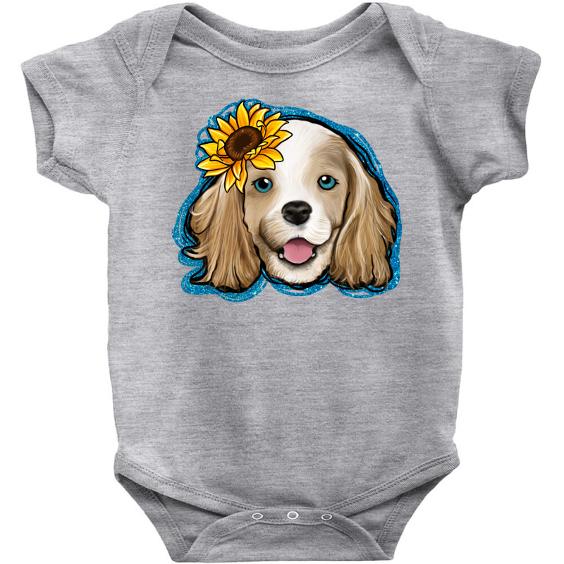 Cocker Spaniel Sunflower Baby Bodysuit by Jasminsmagicworld | Artistshot