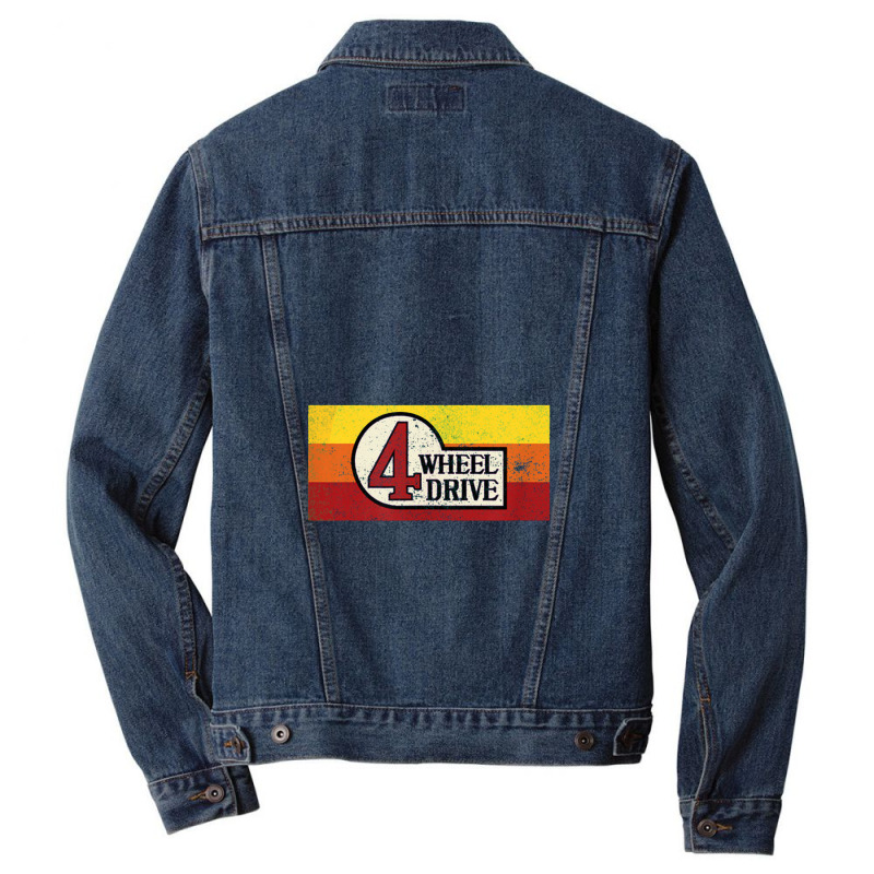 4 Wheel Drive Vintage 4x4 Overland Emblem With Stripes 4wd Men Denim Jacket by komporgass | Artistshot