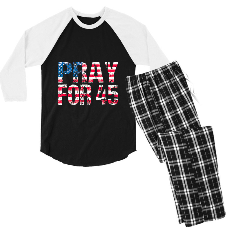 Pray For 45 President Trump Men's 3/4 Sleeve Pajama Set | Artistshot