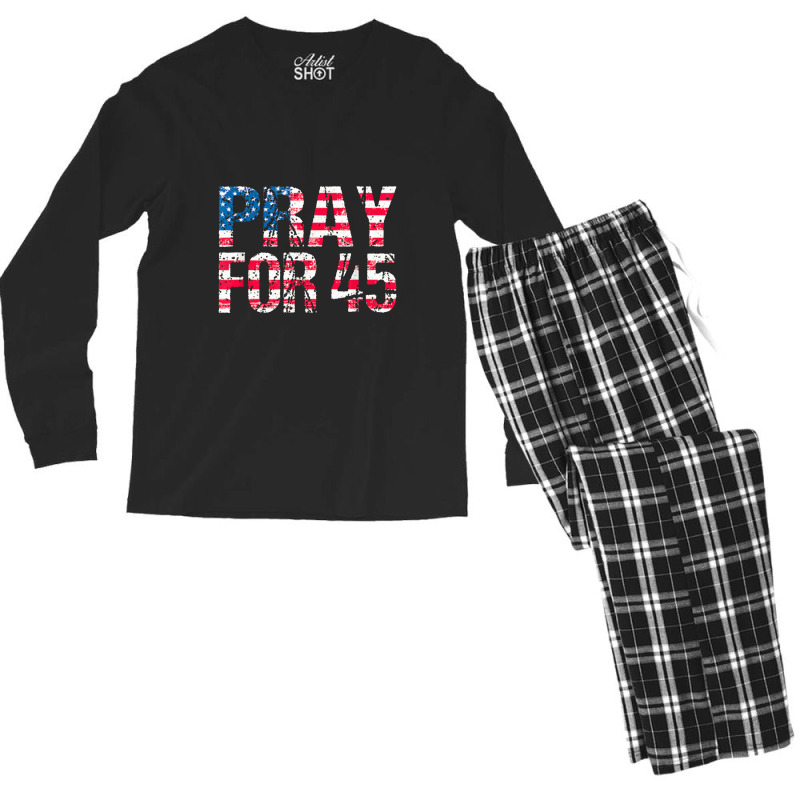 Pray For 45 President Trump Men's Long Sleeve Pajama Set | Artistshot