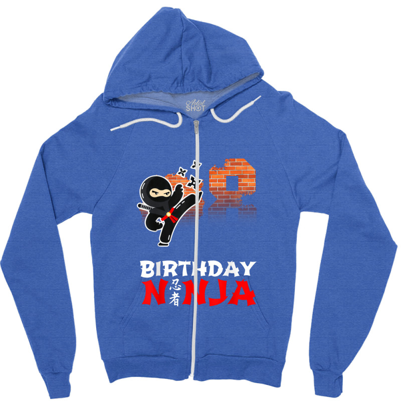 8 Year Old Ninja Birthday Party   Eight Birthday Ninja Party Zipper Hoodie by komporgass | Artistshot