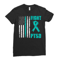 Mens Fight Ptsd Awareness American Flag Veteran Support T Shirt Ladies Fitted T-shirt | Artistshot