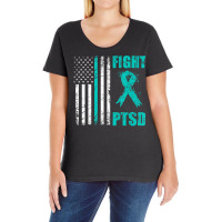 Mens Fight Ptsd Awareness American Flag Veteran Support T Shirt Ladies Curvy T-shirt | Artistshot