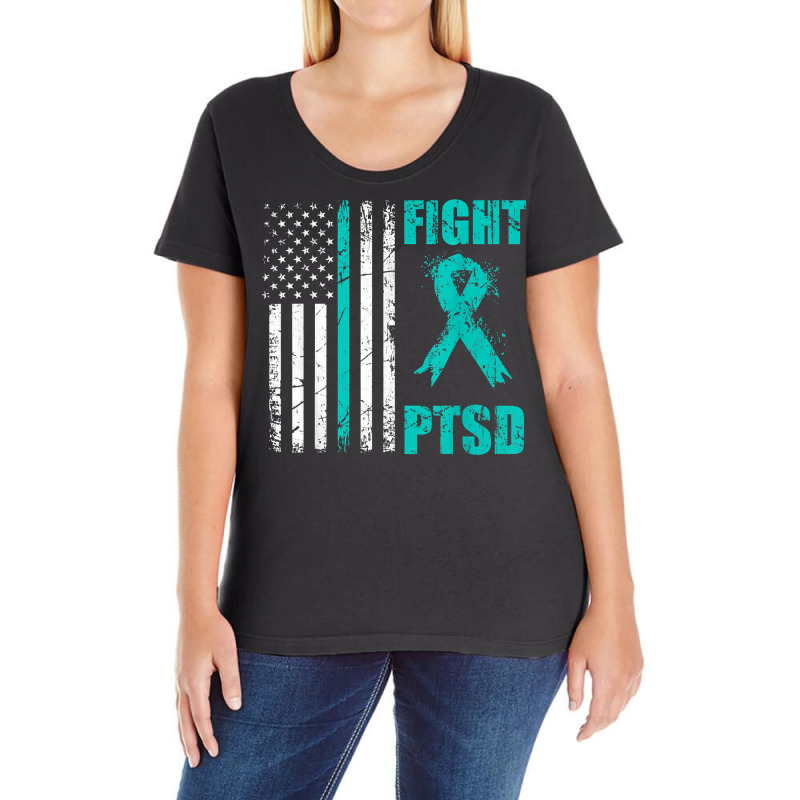 Mens Fight Ptsd Awareness American Flag Veteran Support T Shirt Ladies Curvy T-Shirt by abdurrehmancappucci | Artistshot