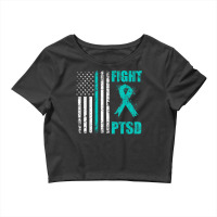 Mens Fight Ptsd Awareness American Flag Veteran Support T Shirt Crop Top | Artistshot