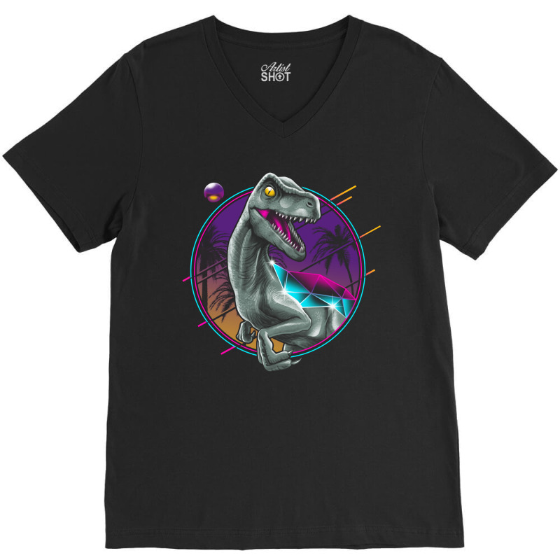 Rad Velociraptor V-neck Tee | Artistshot