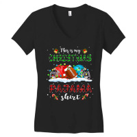 Football This Is My Christmas Pajama Football Xmas Boys Men 419 Women's V-neck T-shirt | Artistshot