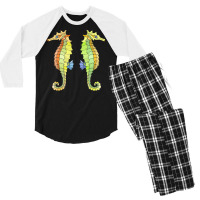 Seahorse Art T  Shirt Seahorse T  Shirt Men's 3/4 Sleeve Pajama Set | Artistshot