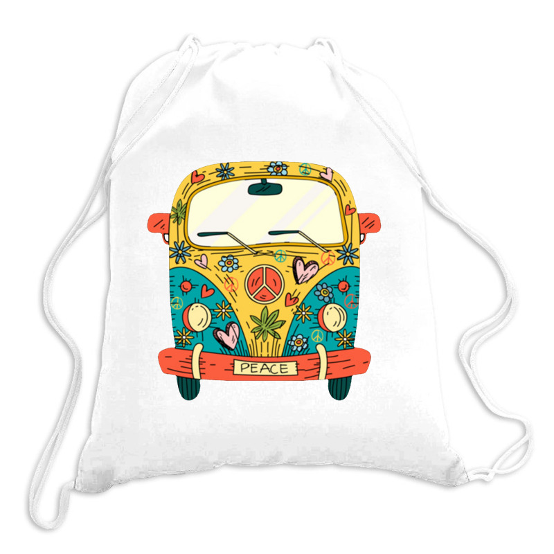 The Hippie Van Essential Drawstring Bags By Mejobokecamatan Artistshot