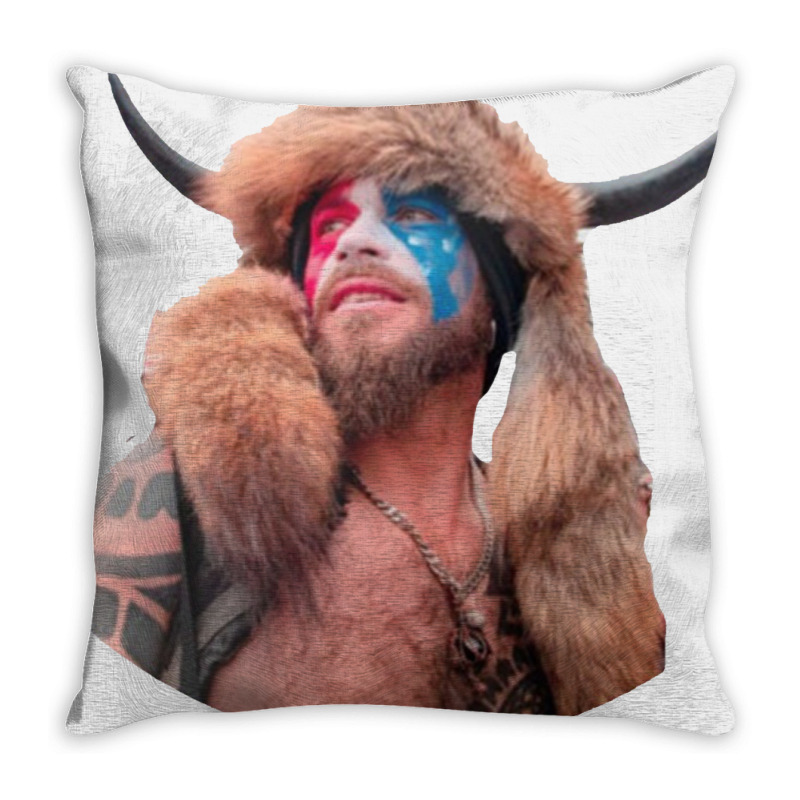 The Horned Shirtless Trump Protestor Throw Pillow | Artistshot