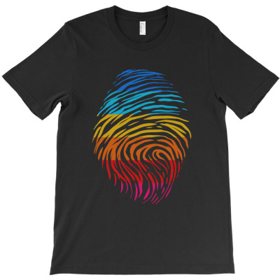 Fingerprint Retro Color T-shirt Designed By Charles Art