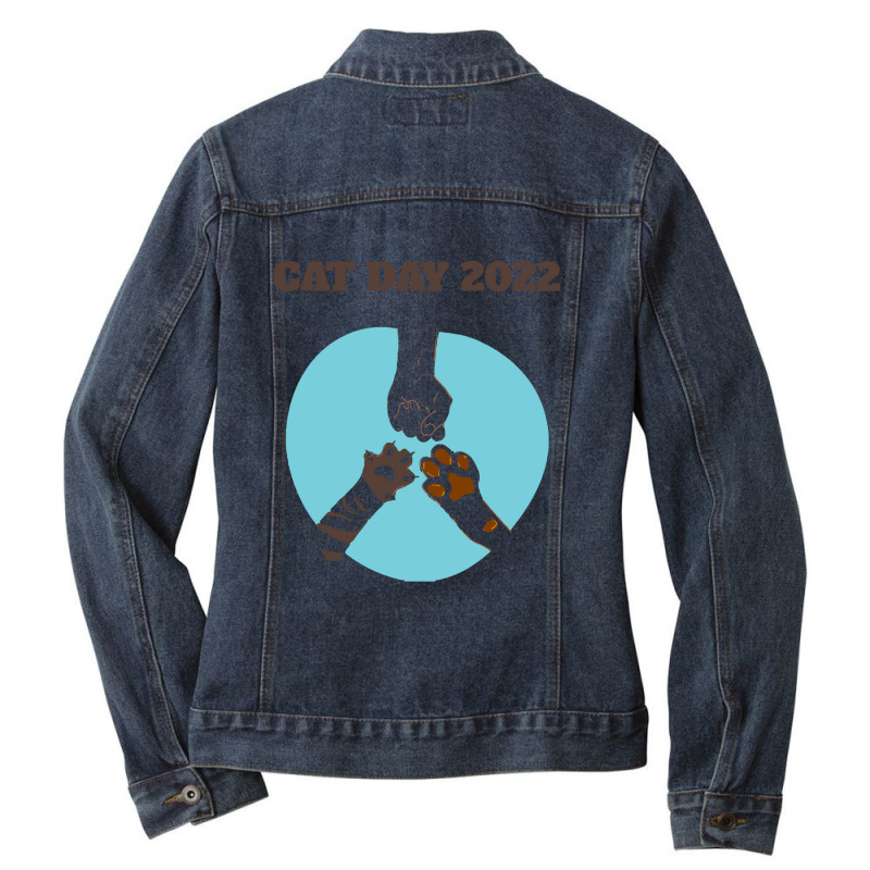 International Cat Day 2022 T  Shirt Happy International Cat Day 2022 T Ladies Denim Jacket by actsetting | Artistshot