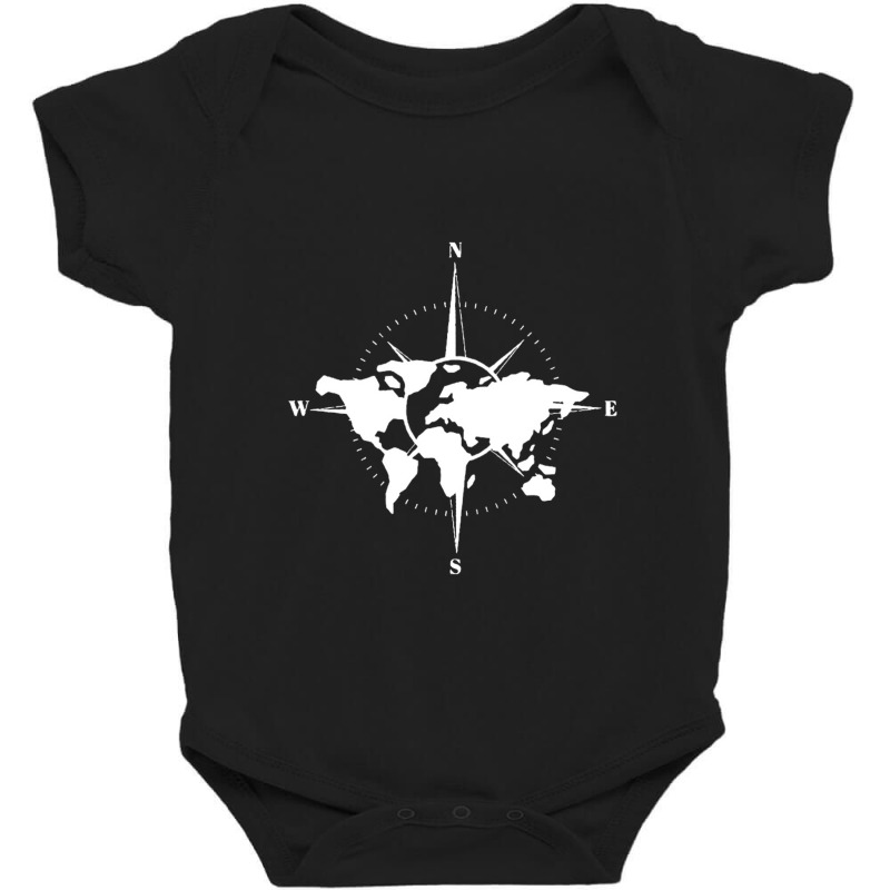 World Map Compass Baby Bodysuit | Artistshot