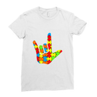 Asl Love Sign Language Autism Gift Awareness Support Ladies Fitted T-shirt | Artistshot