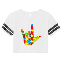 Asl Love Sign Language Autism Gift Awareness Support Scorecard Crop Tee | Artistshot