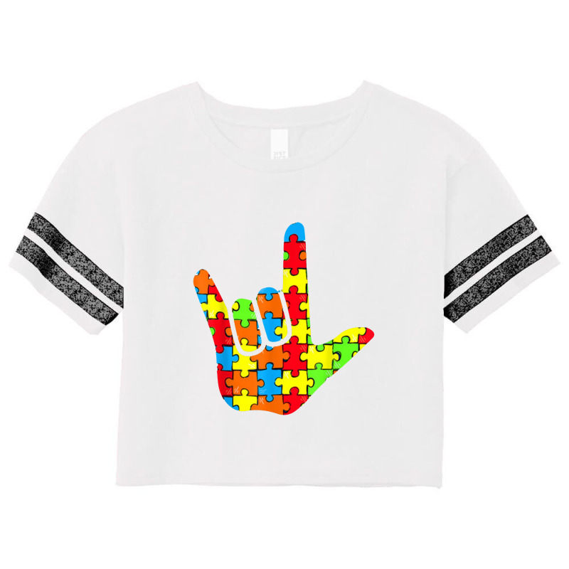 Asl Love Sign Language Autism Gift Awareness Support Scorecard Crop Tee by komporgass | Artistshot