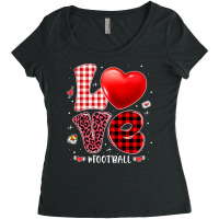 American Football Valentines Hearts Love Football Leopard Buffalo Plai Women's Triblend Scoop T-shirt | Artistshot