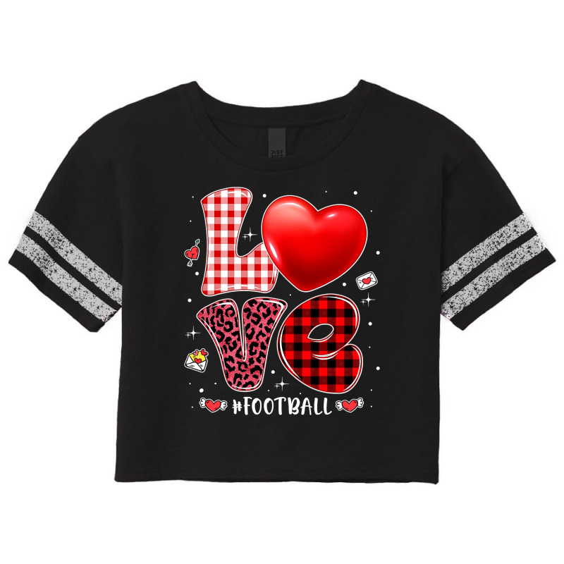 American Football Valentines Hearts Love Football Leopard Buffalo Plai Scorecard Crop Tee by hopelessoon | Artistshot