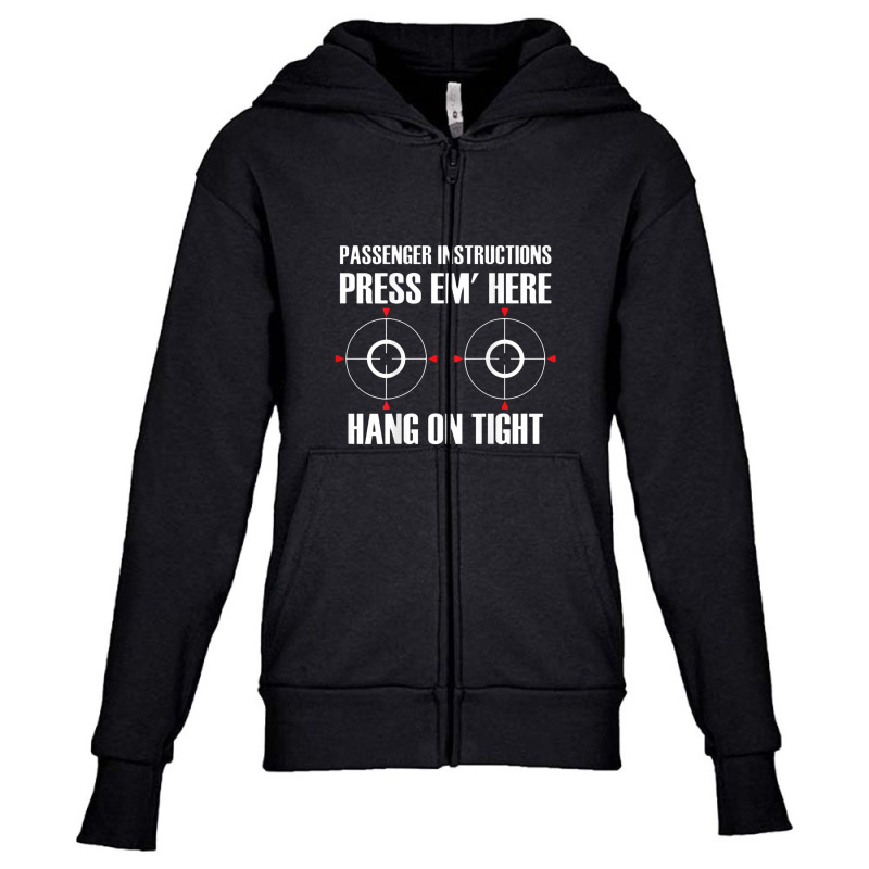 Back Print Motorcycle Passenger Instructions Press Em' Here Youth Zipper Hoodie by komporgass | Artistshot