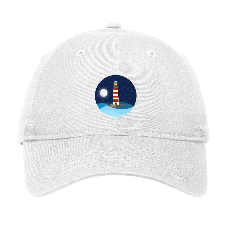 Illustration Of A Seascape And A Lighthouse At Night Adjustable Cap by RAPart | Artistshot