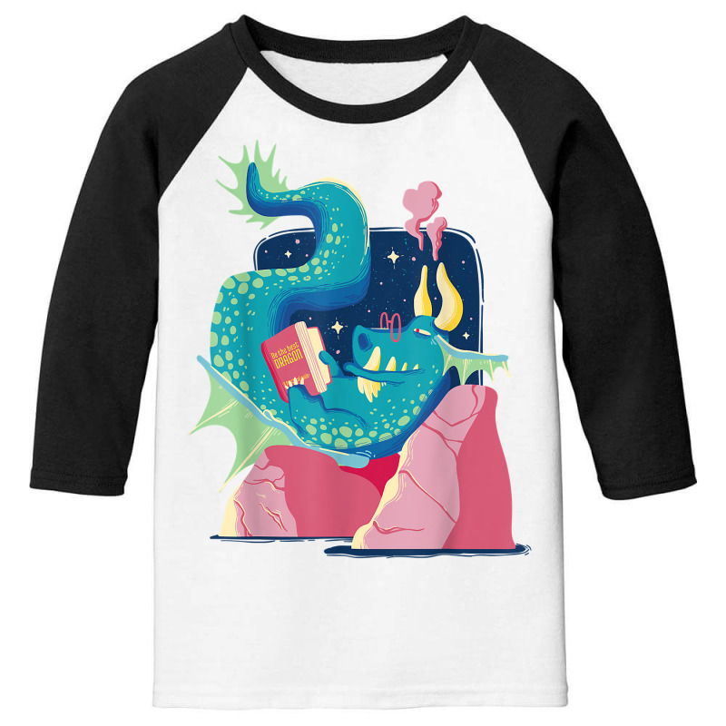 Funny Bookworm Dragon Book Lovers Novel T Shirt Youth 3/4 Sleeve by alayziahollars | Artistshot