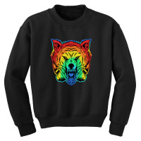 Angry Wolf Headphone Colorful Youth Sweatshirt | Artistshot