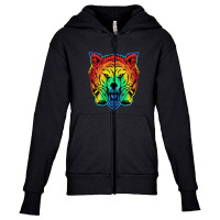 Angry Wolf Headphone Colorful Youth Zipper Hoodie | Artistshot