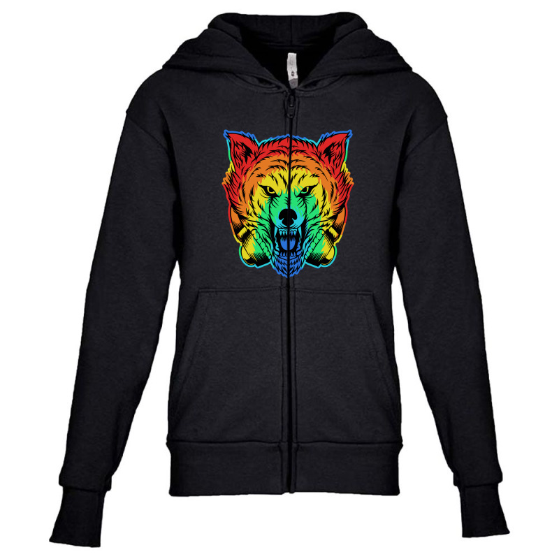 Angry Wolf Headphone Colorful Youth Zipper Hoodie by andypp | Artistshot