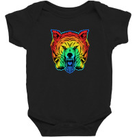 Angry Wolf Headphone Colorful Baby Bodysuit | Artistshot