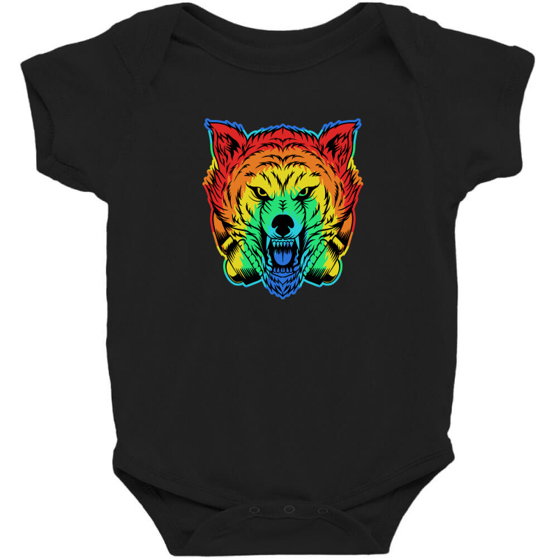 Angry Wolf Headphone Colorful Baby Bodysuit by andypp | Artistshot